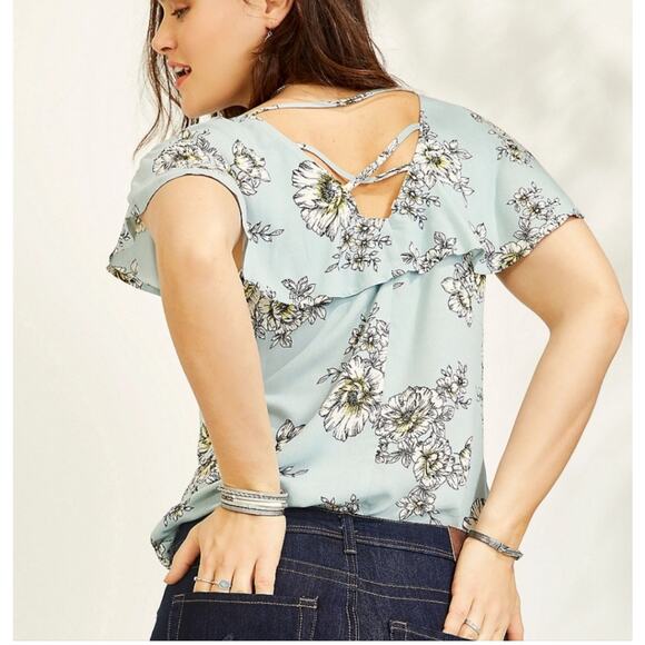 MAURICES Blouse Size 3 Plus Curvy Flora Flowy NWT Lattice Back Top Lightweight - Picture 2 of 16